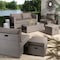 Baxton Studio Haina Modern and Contemporary Grey Fabric Upholstered and 6-Piece Patio Set with Synthetic Rattan 190-11754-ZORO - alternate 1